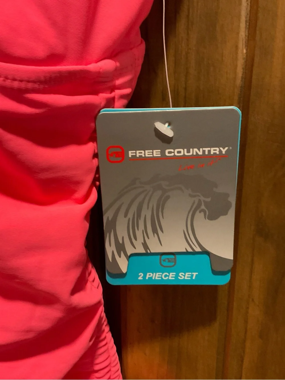 Free Country Coral Pink and Gray One-Piece Tankini with Attached Shorts